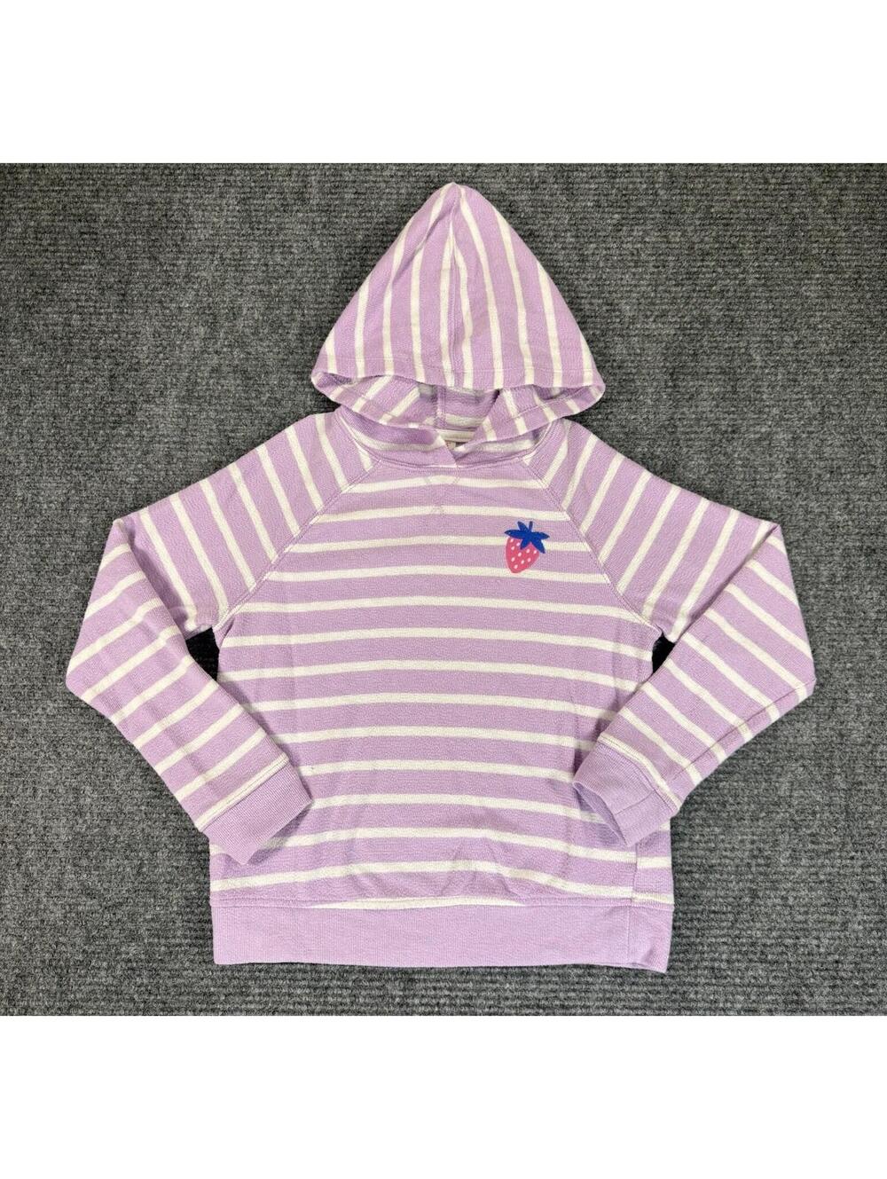 Cat & Jack Girls' Lilac Striped Pullover Hoodie Sweater Size L 10-12 Strawberry